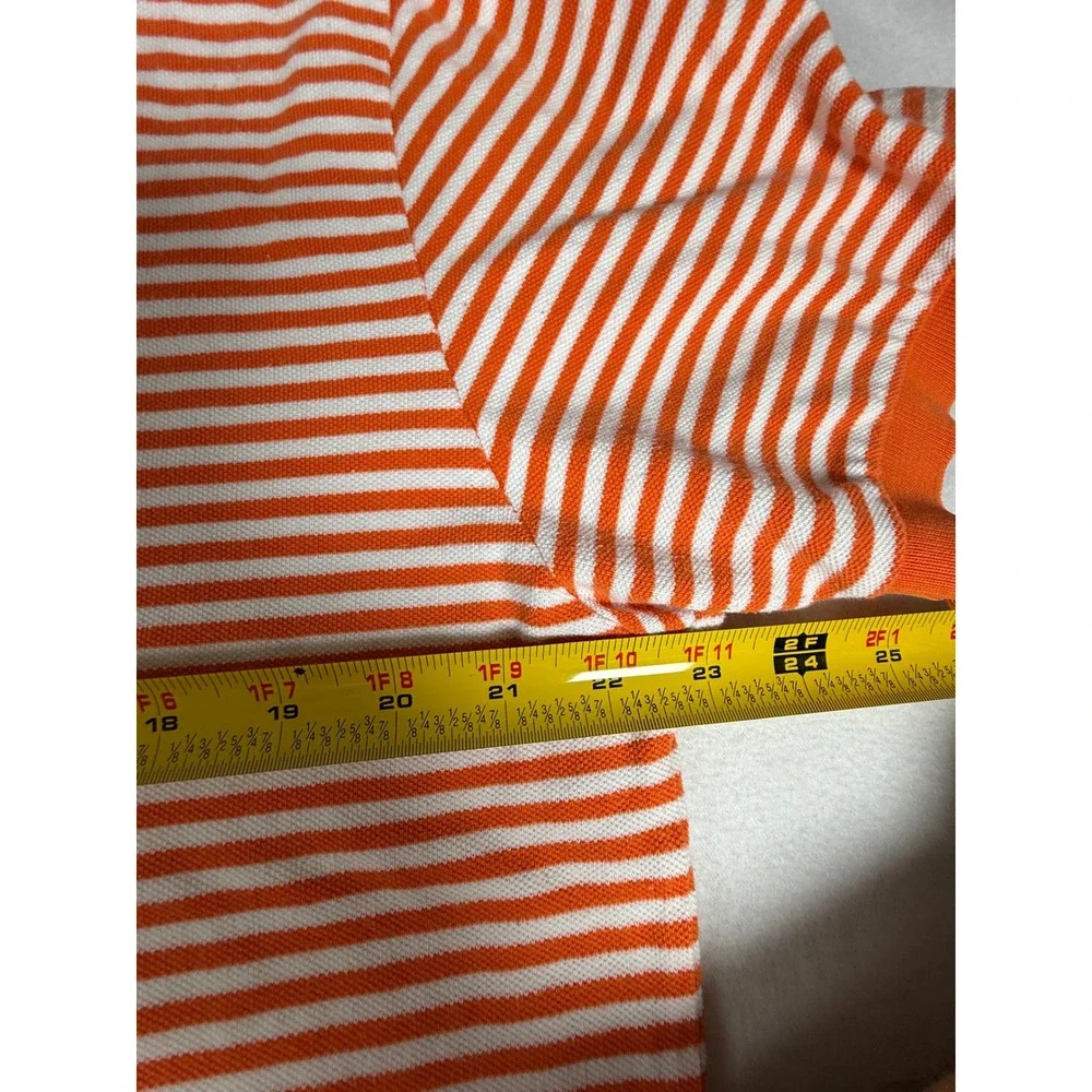 Ralph Lauren Polo Shirt‎ Mens Large Striped Orange White Short Sleeve Casual Top